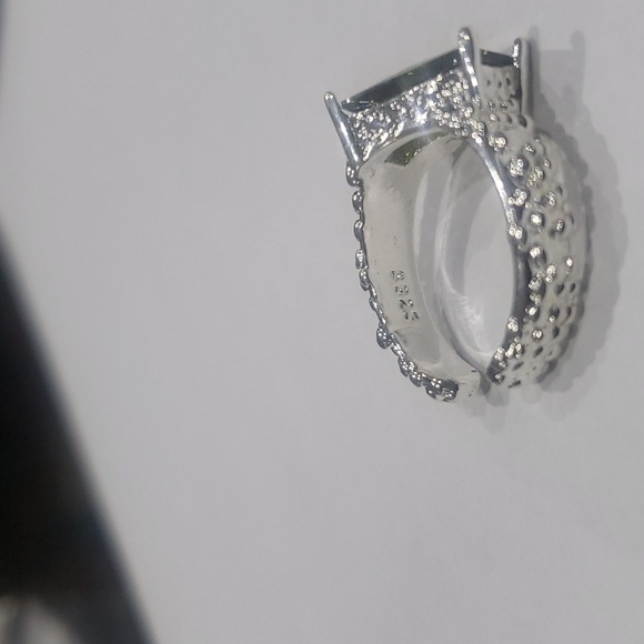 925 Olive Green Geometric Irregular Ring Adjustable - Picture 9 of 11